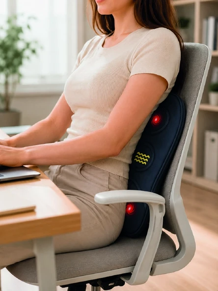 Ergonomik Isıtmalı Bel Masaj Minderi Sırt Destek Minderi - Resim 5