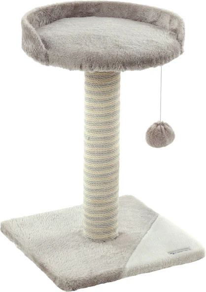 Flamingo Clark Gri-Bej Peluş Kaplı Oturma Alanlı Kedi Tırmalama ürün görseli 1