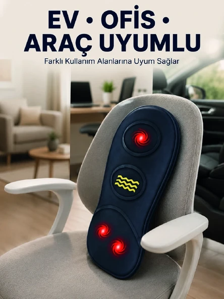 Isıtmalı Bel Masaj Minderi Ev Ofis Araç Uyumlu Titreşimli Destek ürün görseli 1