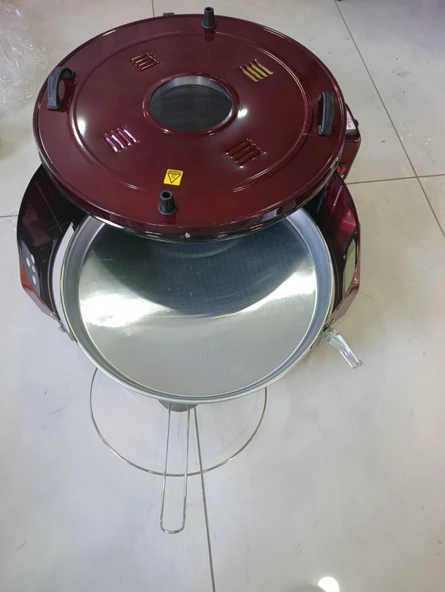 Lüks Büyük Döner Tepsili Yuvarlak Fırın Termostatlı Elektrikli Börek Fırını 1400W  Isıya Dayanıklı Cam Kapaklı pizza fırını börek fırını ürün görseli 1