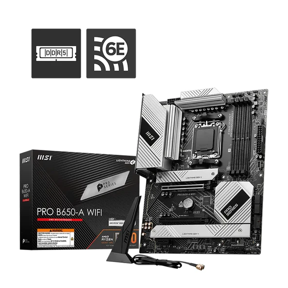 MSI PRO B650-A WIFI AM5 DDR5 7600MHZ(OC) HDMI DP 3XM.2 USB 20GBPS 2.5G LAN WI-FI ürün görseli 1