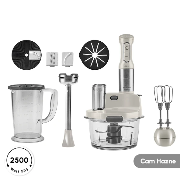 Karaca Mastermaid Prosteel 6 in 1 Uzun Blender Ayaklı 6 Bıçaklı Cam Mutfak Robotu 2500W Swiss Cream ürün görseli 1