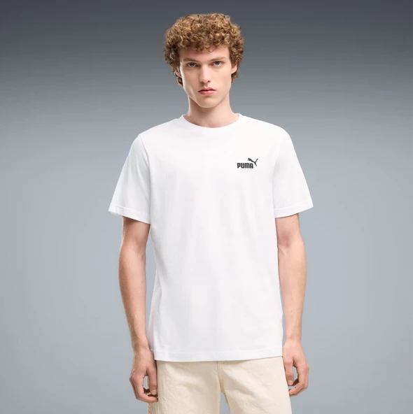PUMA Ess Relaxed No.1 Logo Tee Erkek Beyaz Pamuklu Spor Tişört - 689153 02 ürün görseli 1