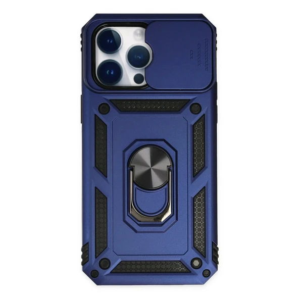 Apple İphone 14 Pro Kılıf Pars Lens Yüzüklü Silikon - Lacivert ürün görseli 1