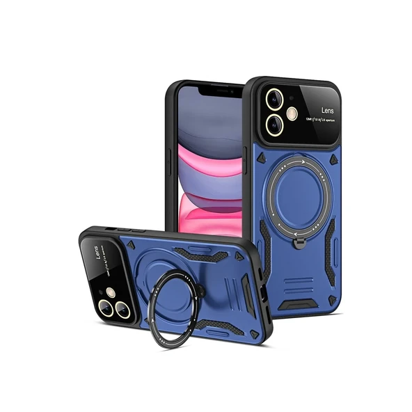 Apple İphone 11 Kılıf Joy Lens Standlı Kapak - Lacivert ürün görseli 1