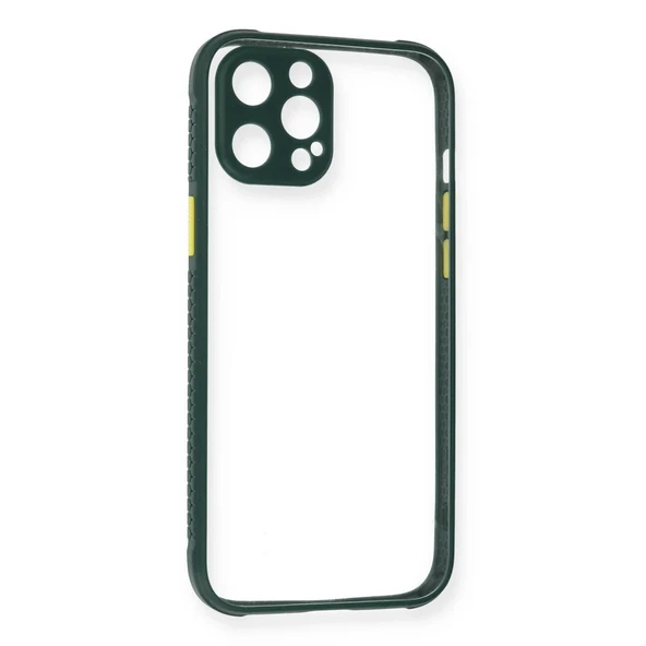 Apple İphone 12 Pro Kılıf Miami Şeffaf Silikon - Koyu Yeşil ürün görseli 1