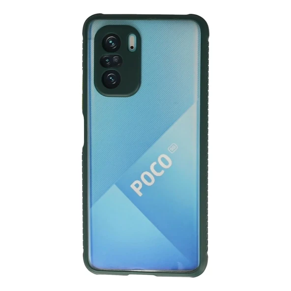 Xiaomi Poco F3 Kılıf Miami Şeffaf Silikon - Koyu Yeşil ürün görseli 1