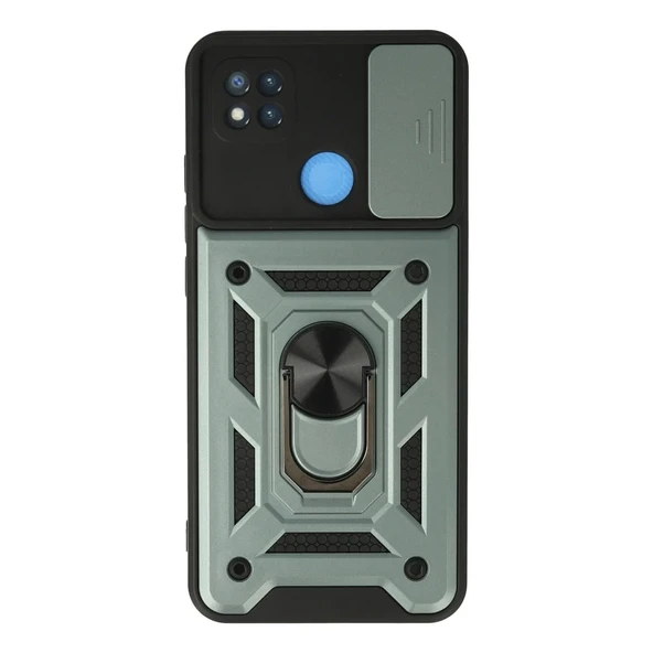 Xiaomi Redmi 9c Kılıf Pars Lens Yüzüklü Silikon - Yeşil ürün görseli 1