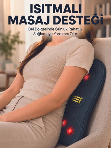 Titreşimli Isıtmalı Sırt ve Bel Masaj Minderi Ergonomik Tasarım ürün görseli 1