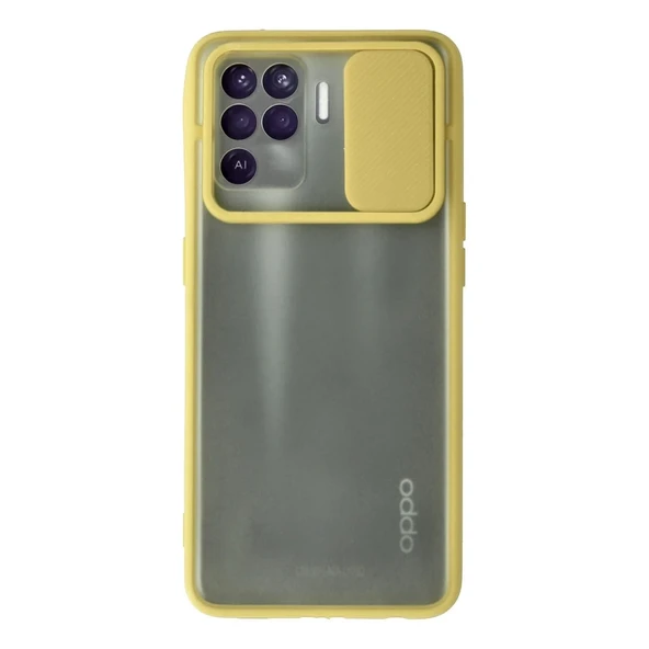 Oppo Reno 5 Lite Kılıf Palm Buzlu Kamera Sürgülü Silikon - Sarı ürün görseli 1