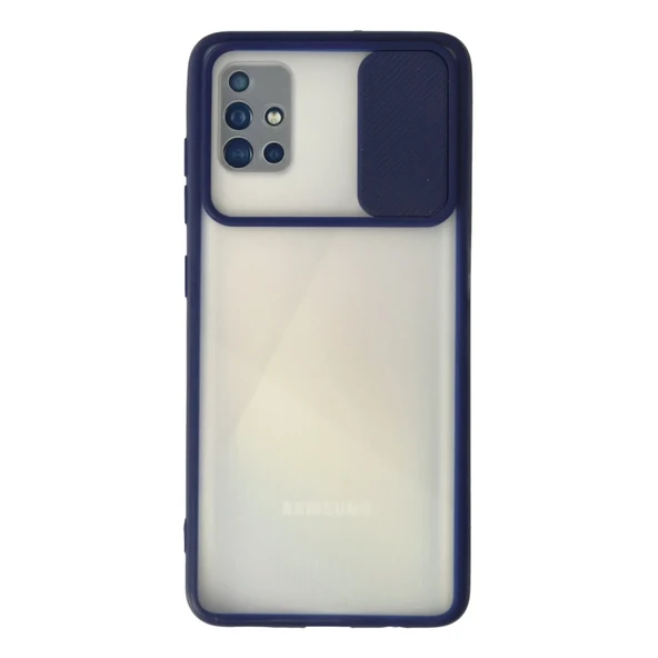 Samsung Galaxy A71 Kılıf Palm Buzlu Kamera Sürgülü Silikon - Lacivert ürün görseli 1