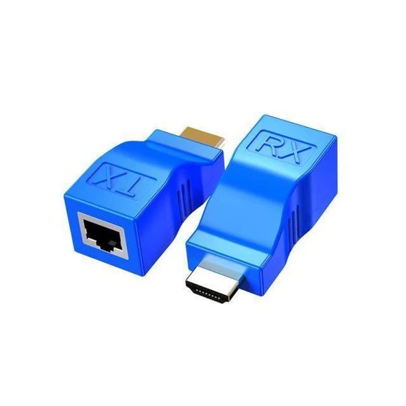 SENSEI 30 METRE HD-30 CAT6 HDMI EXTENDER İKİLİ MAVİ ADAPTÖR ürün görseli 1