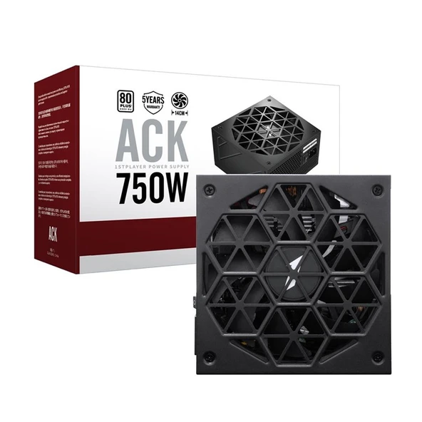 1ST PLAYER ACK 750W 80+ AKTİF PFC 14CM FAN 5 YIL GARANTİLİ SİYAH GÜÇ KAYNAĞI ürün görseli 1