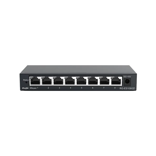RUIJIE REYEE RG-ES108D 8 PORT 10/100 TAK CALISTIR METAL KASA SWITCH ürün görseli 1