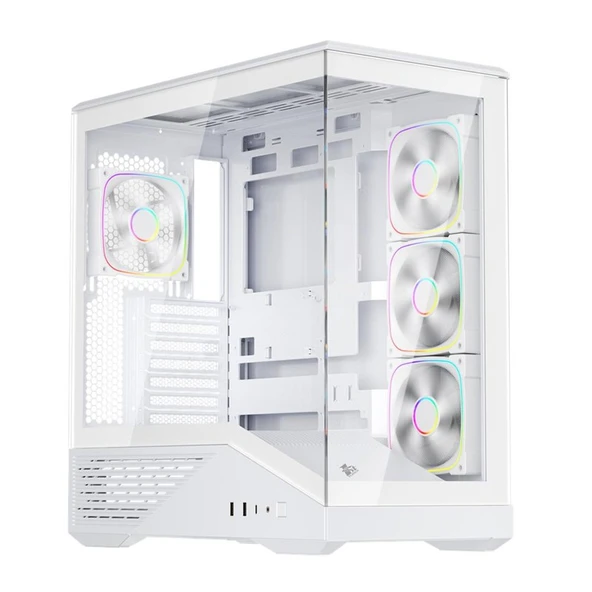 1ST PLAYER GM7 BTF BEYAZ 750W 80+ BRONZE ARGB 4X12CM FAN TEMPERLİ CAM USB 3.0 TYPE-C ATX KASA ürün görseli 1