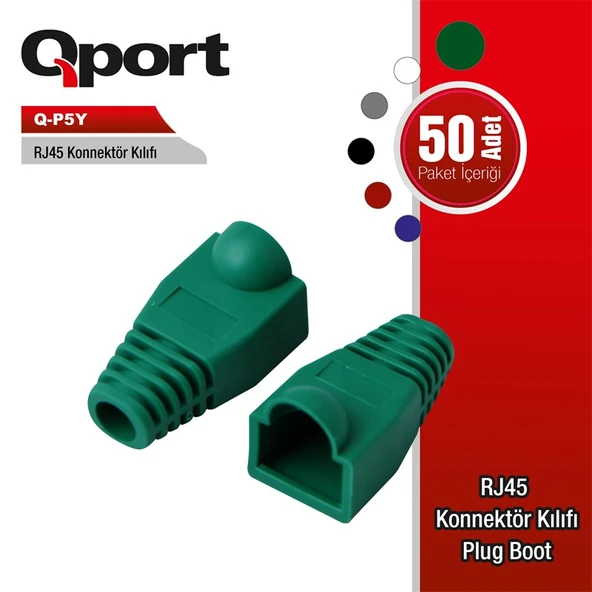 QPORT Q-P5Y 50 Lİ YEŞİL RJ45 KILIFI ürün görseli 1