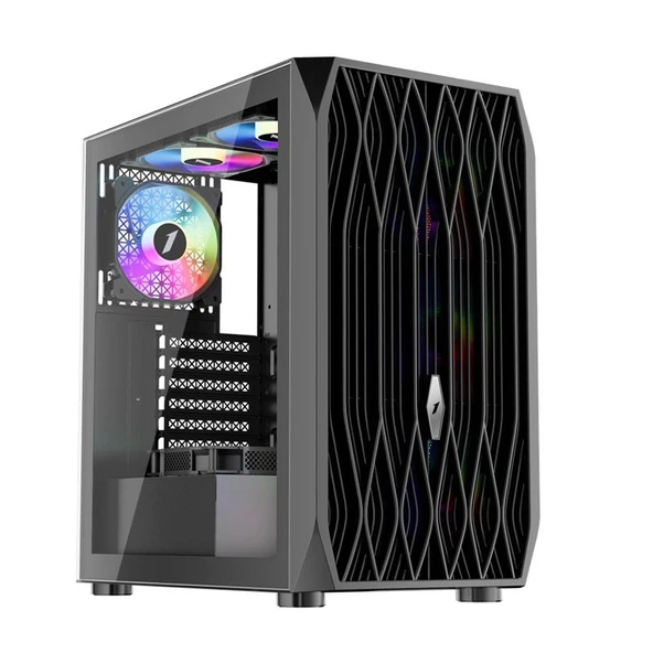 1ST PLAYER ARIYA AY7 SİYAH 650W 80+ ARGB 4X12CM FAN TEMPERLİ CAM MESH USB 3.0 ATX KASA ürün görseli 1