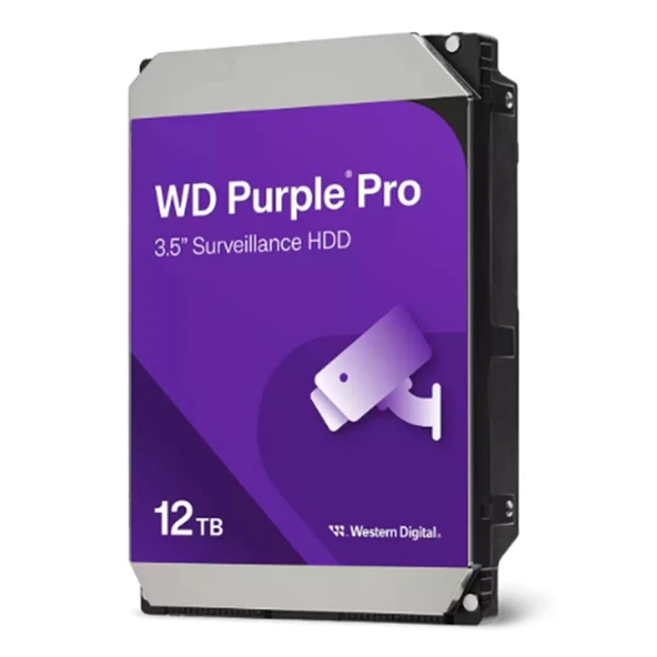 12 TB WD 3.5 PURPLE SATA3 72000RPM 256MB 7/24 GUVENLIK WD122PURP (3 YIL RESMI DIST GARANTI) ürün görseli 1