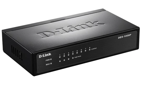 D-LINK DES-1008P/C1A 8X10/100 (4 PORT POE) METAL KASA 62W POE SWITCH ürün görseli 1