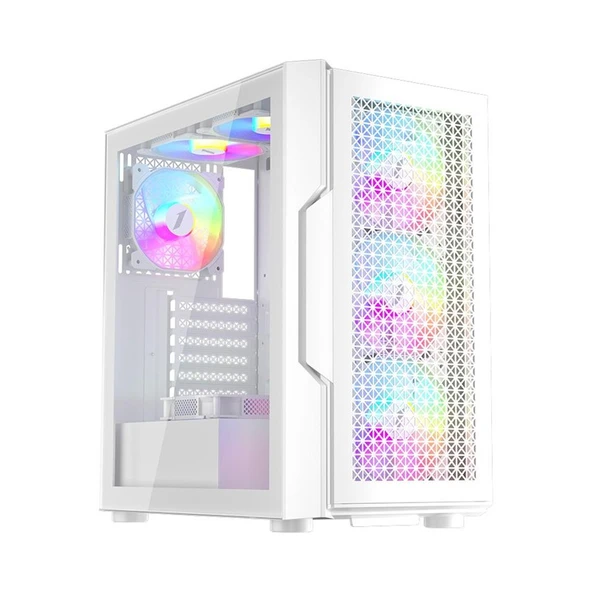 1ST PLAYER TRILOBITE T7 BEYAZ 650W 80+ ARGB 4X12CM FAN TEMPERLİ CAM MESH USB 3.0 ATX KASA ürün görseli 1