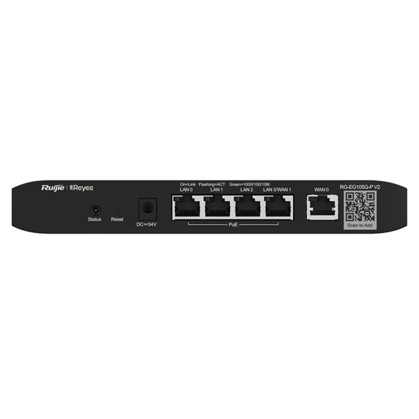 RUIJIE REYEE RG-EG105G-P-V3 5 PORT GIGABIT 600MBPS CLOUD YÖNETİLEBİLİR 54W POE ROUTER ürün görseli 1