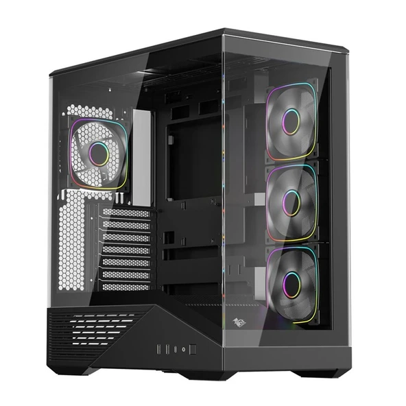 1ST PLAYER GM7 BTF SİYAH 750W 80+ BRONZE ARGB 4X12CM FAN TEMPERLİ CAM USB 3.0 TYPE-C ATX KASA ürün görseli 1