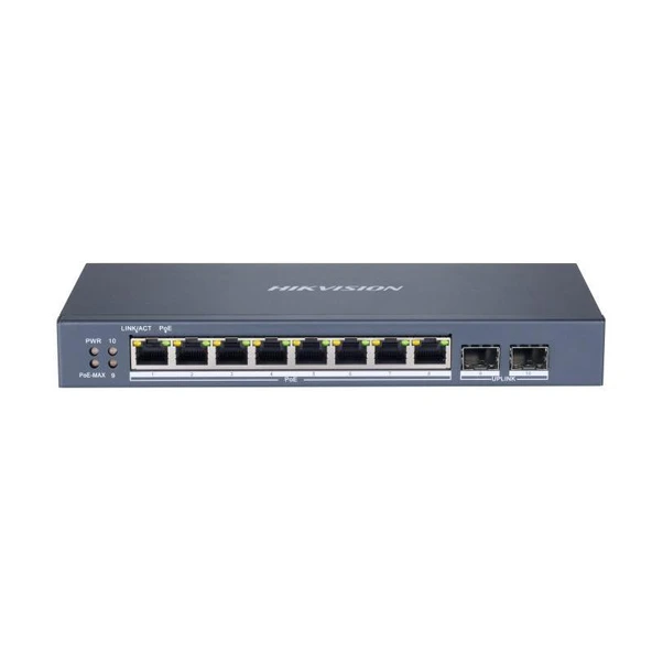 HIKVISION DS-3E1510P-SI 8 PORT GIGABIT+2 PORT GIGABIT SFP UPLINK 110W 300 METRE POE L2 SMART YÖNETİLEBİLİR SWITCH ürün görseli 1