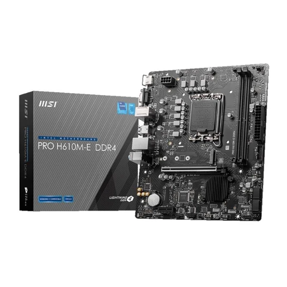 MSI PRO H610M-E DDR4 3200MHZ 1XVGA 1XHDMI 1XM.2 USB 3.2 MATX 1700P (12. / 13. VE 14. NESİL İŞLEMCİ UYUMLU) ürün görseli 1