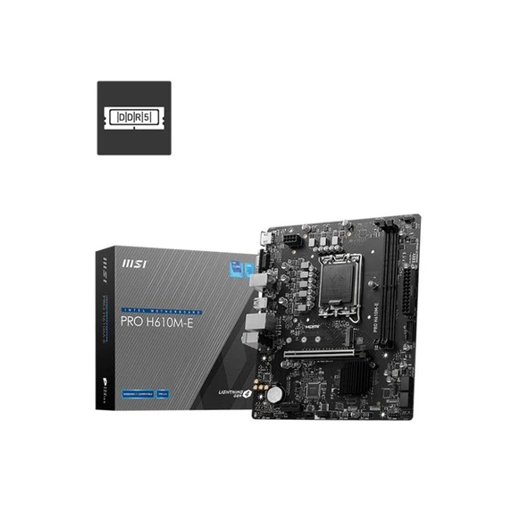 MSI PRO H610M-E DDR5 5600MHZ 1XVGA 1XHDMI 1XM.2 USB 3.2 MATX 1700P (12. / 13. VE 14. NESİL İŞLEMCİ UYUMLU) ürün görseli 1