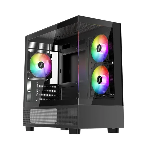 1ST PLAYER MIKU Mİ5 SİYAH 750W 80+ ATX 3.1 SILVER ARGB 6X12CM FAN TEMPERLİ CAM USB 3.0 M-ATX KASA ürün görseli 1