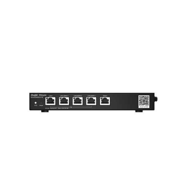 RUIJIE REYEE RG-EG305GH-P-E 5 PORT 1.5GBPS 350 KULLANICI DESTEKLİ CLOUD YÖNETİLEBİLİR 60W POE ROUTER ürün görseli 1