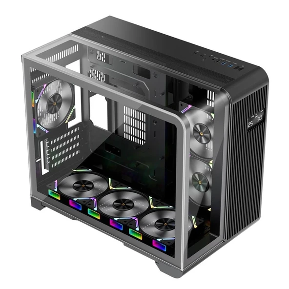 1ST PLAYER RT6 SİYAH DIGITAL 4X12CM ARGB TEMPERLİ CAM USB 3.0 M-ATX KASA ürün görseli 1