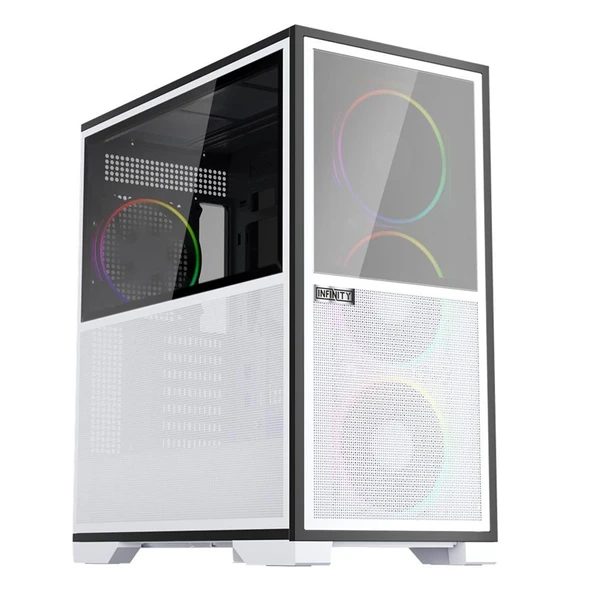 1ST PLAYER IF8 BTF BEYAZ ARGB 4X12CM FAN TERS ÇEVİRİLEBİLİR TEMPERLİ CAM MESH PANELLER USB 3.0 E-ATX ürün görseli 1