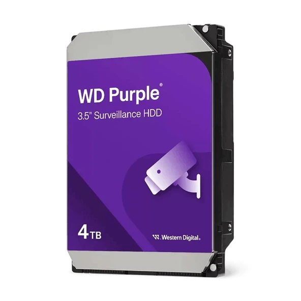 4 TB WD 3.5 PURPLE SATA3 5400RPM 128MB 7/24 GUVENLIK WD44PURZ (3 YIL RESMI DIST GARANTILI) ürün görseli 1