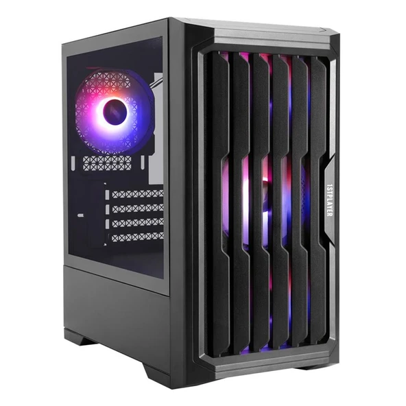 1ST PLAYER BULLET HUNTER H2 400W 4X12CM RAINBOW FAN TEMPERLİ CAM USB 3.0 M-ATX KASA ürün görseli 1