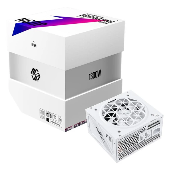 1ST PLAYER NGDP 1300W 80+ PLATINUM ATX3.1/PCLE 5.1 JAPON KAPASİTÖR FULL MODÜLER APFC 10 YIL G. BEYAZ ürün görseli 1