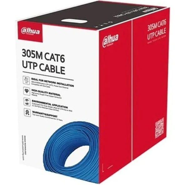 DAHUA PFM922I-6UN-C 305 METRE U/UTP 23AWG CCA MAVİ RENK CAT6 KABLO ürün görseli 1