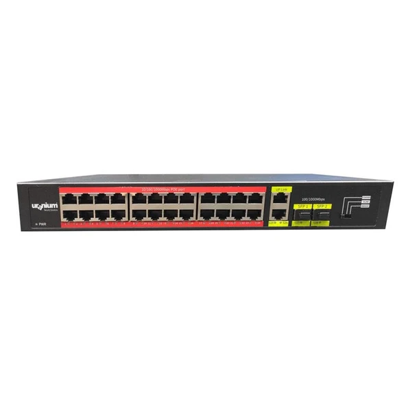 URANIUM POE-G2422SFP-300W 24 PORT GIGABIT+2XGB RJ45/2XSFP UPLINK RACKMOUNT POE SWITCH ürün görseli 1