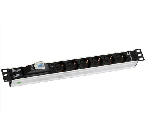 URANIUM 19" 1U 6 LI SIGORTALI ALUMINYUM RACKMOUNT GRUP PRIZ PDU ürün görseli 1