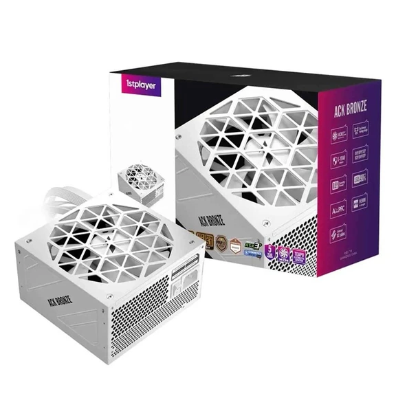 1ST PLAYER ACK 750W 80+ BRONZE AKTİF PFC 14CM FAN 5 YIL GARANTİLİ BEYAZ GÜÇ KAYNAĞI ürün görseli 1