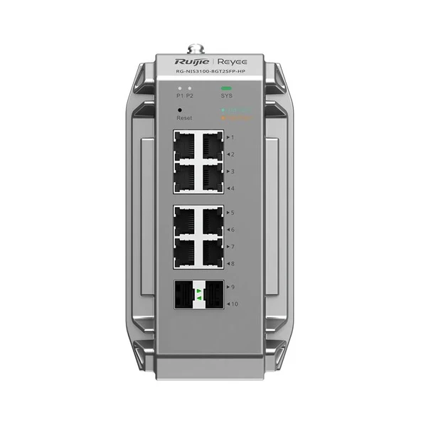 RUIJIE REYEE RG-NIS3100-8GT2SFP-HP 8 PORT GIGABIT +2X1GB SFP ENDUSTRIYEL 240W POE SWITCH ürün görseli 1