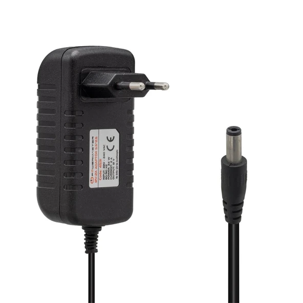 POWERMASTER PM-4531 12 VOLT - 2 AMPER 5.5*2.5 MM UÇLU PLASTİK KASA PRİZ TİPİ ADAPTÖR ürün görseli 1