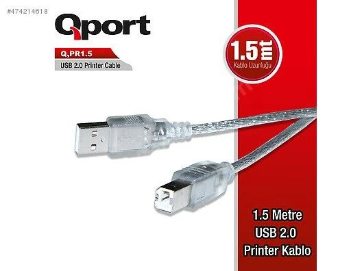 QPORT Q-PR1.5 USB 2.0 1.5M YAZICI KABLOSU ürün görseli 1