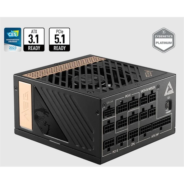 MSI MEG AI1300P PCIE5 1300W 80+ PLATINUM POWER SUPPLY ürün görseli 1