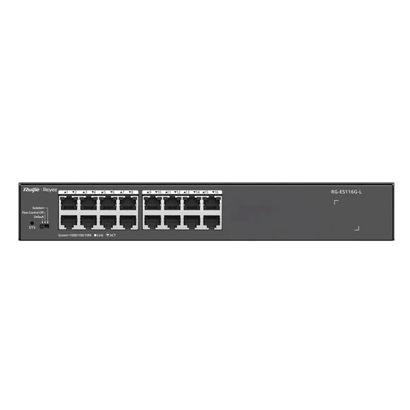 RUIJIE REYEE RG-ES116G-L 16 PORT GIGABIT METAL KASA RACKMOUNT SWITCH ürün görseli 1