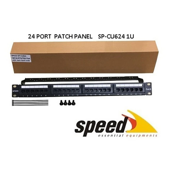 SPEED SP-CU624 1U 24 PORT CAT6 DOLU UTP PATCH PANEL + KABLO DÜZENLEYİCİ ürün görseli 1