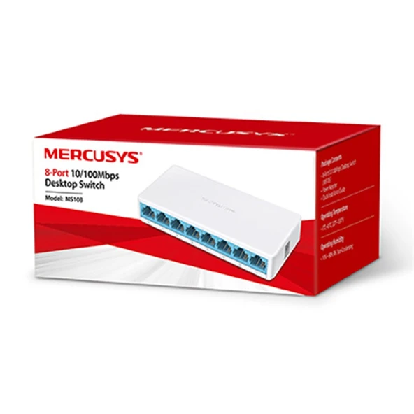 TP-LINK MERCUSYS MS108 8 PORT 10/100 PLASTİK KASA SWITCH ürün görseli 1