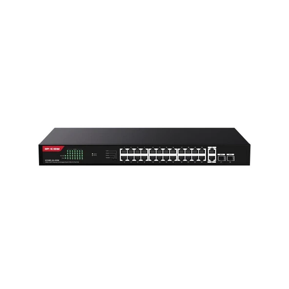 IP-COM G1128P-24-410W 24 PORT GIGABIT +2XGB RJ45/SFP UPLINK 370W POE RACKMOUNT SWITCH ürün görseli 1
