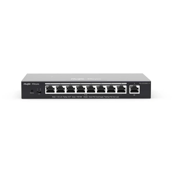 RUIJIE REYEE RG-ES209GC-P 8 PORT GIGABIT + 1 PORT GIGABIT RJ45 UPLINK CLOUD YÖNETİLEBİLİR 120W POE SWITCH ürün görseli 1