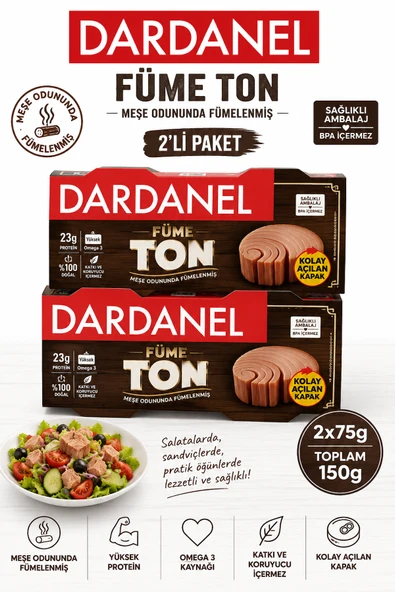 Dardanel Ayçiçek Yağlı Füme Ton Balığı (2 X 75 gr) x 2 Paket ürün görseli 1